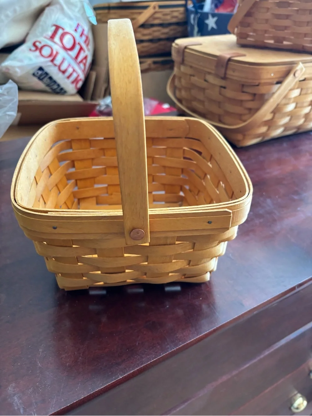 Vintage NWOT Longaberger Large Berry Basket Handwoven Maple Signed  Handle